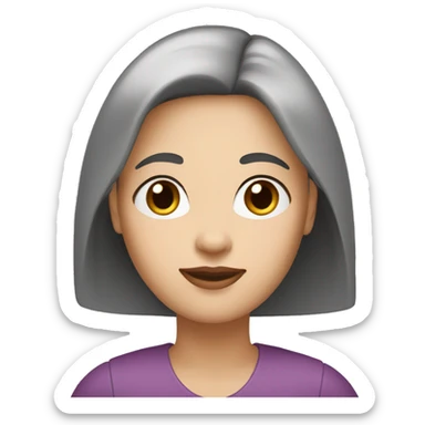 women in her 50's with white skin, black hair very long and straight and brown eyes sticker