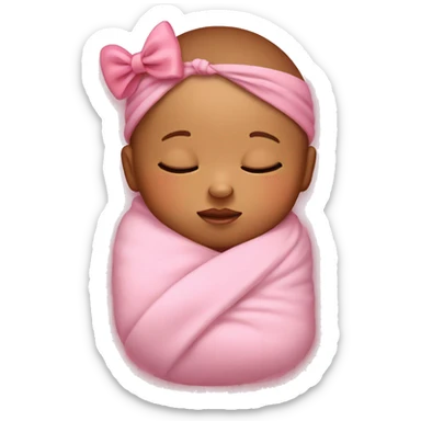 sleeping baby with pink bow on head pink blanket  sticker