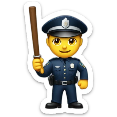 A policeman with a baton in his hand getting ready to strike sticker
