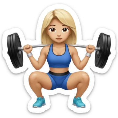 Filipina Lady With Blonde Balayage Hair Squatting With Barbell sticker