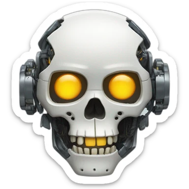 robotic skull sticker