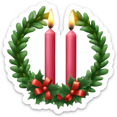 2 candle with christmas wreath sticker