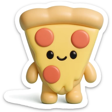 plushie style slice of pizza, vinyl figure look, soft toy details sticker