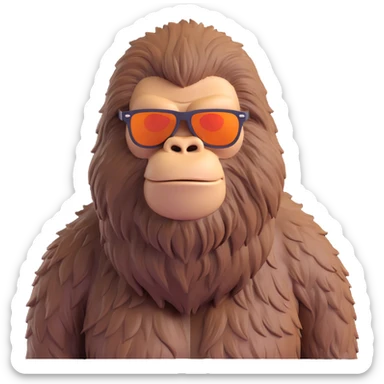Bigfoot wearing sunglasses, high definition, crisp edges, detailed fur, clear expression sticker