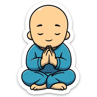 anxious man with hands clasped together in prayer position with worried expression sticker