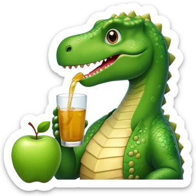 dinosaur drinking apple juice sticker