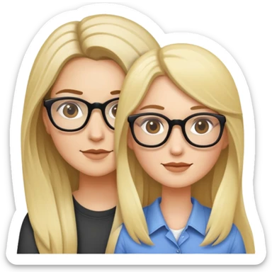 Two lesbians with long hair one is blonde and the other is brunette and both of them are wearing glasses  sticker