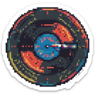pixel art style vinyl record, retro, 8-bit sticker
