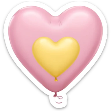 The heart is a balloon in soft pink, beige and yellow pastel light sticker