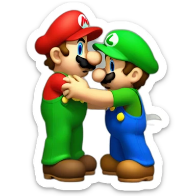 luigi kissing mario sticker