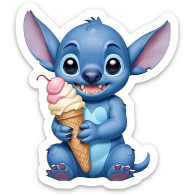 Stitch from lilo and stitch holding ice cream sticker