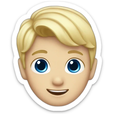 Blonde boy with medium shorhair, blue eyes, waving hi to the camera sticker
