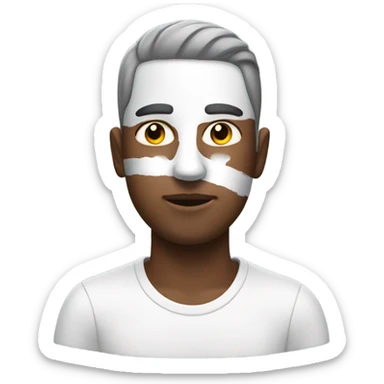 Guy with gray-white paint  on his eye sticker