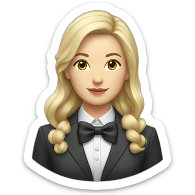 Russian Woman wearing suit with bow tie sticker