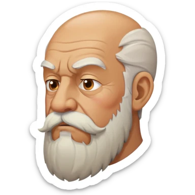 old angry man with beard and mustache in profile view sticker