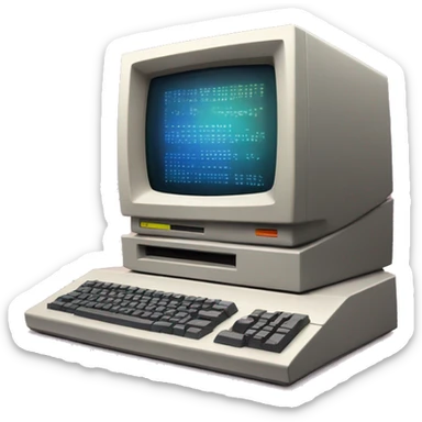 80's computer with an arrow on the screen sticker
