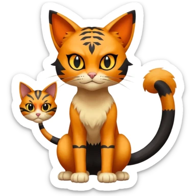Meowth-Litten-Bastet-Fakémon-hybrid-creature (full body)  sticker