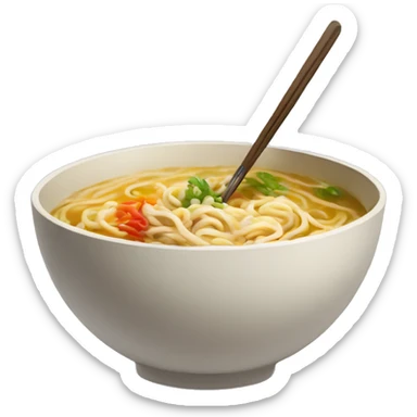 a ramen bowl with paint brush chpsticks sticker