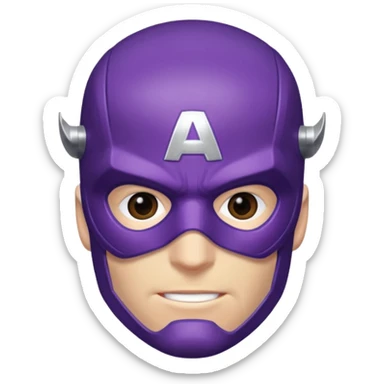 captain america marvel superhero with iconic purple mask headshot sticker