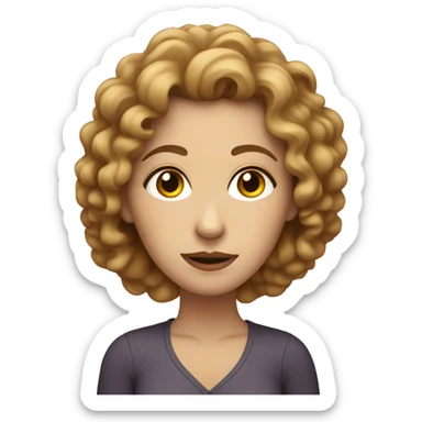 White woman with light brown curly hair giving side eye  sticker
