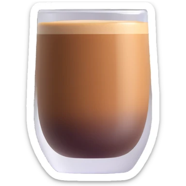 Small Gibraltar glass with cortado espresso, light brown color on top (NOT WHITE), deepening to darker brown at bottom, smooth surface, no froth or swirl sticker