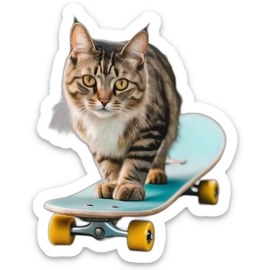 a cat skateboarding sticker