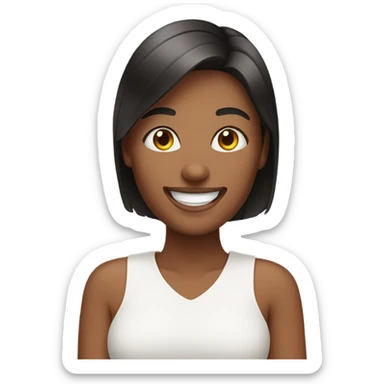 smiling woman with red nails sticker