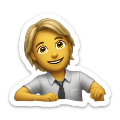 the teacher is lying on the desk sticker