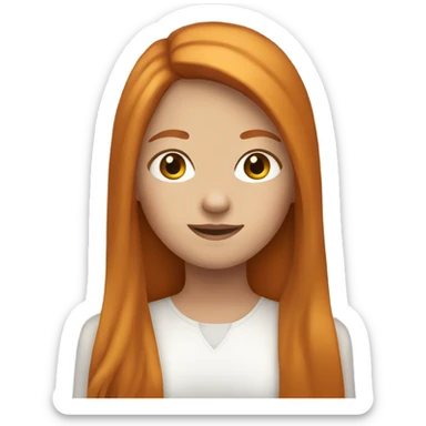 A girl has ginger, straight long hair. Her skin is white sticker
