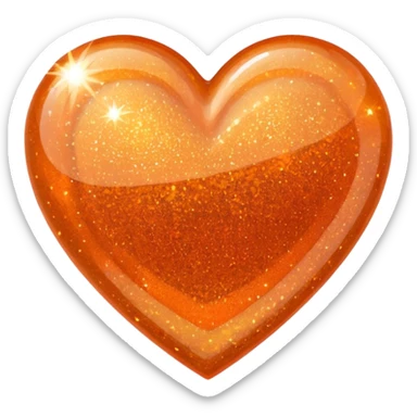 glitter heart, orange sticker