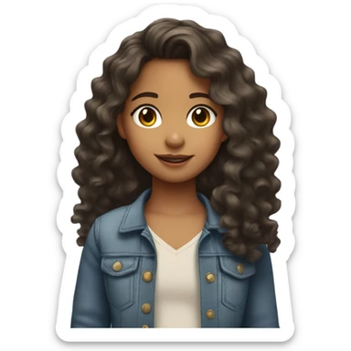 Hispanic Little girl with wavy hair sticker