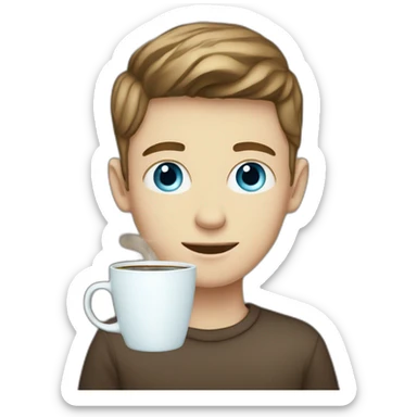 white boy blue eyed boy with a cup of Coffee sticker