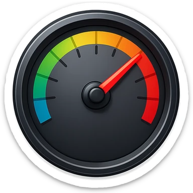 Speedometer emoji with no numbers and a rainbow arc sticker