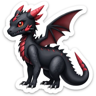 Gothic Scaly Cute Badass Gloomy Dark Guilmon-Salandit-Umbreon-Fakémon-hybrid-creature (full body)  sticker