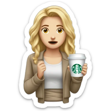 upset stressed anxious white girl holding starbucks sticker
