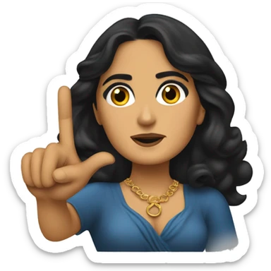 Salma Hayek pointing forward with her pointer finger sticker
