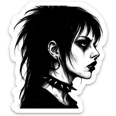 goth scary profile girl, remove background sticker