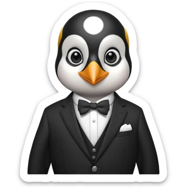 create a genius penguin wearing a classic Dior suite sticker