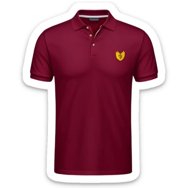wine red cotton polo shirt with V-neck, no background, only the clothing item sticker