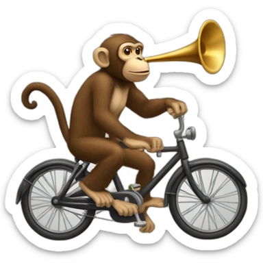 monkey trumpet bycicle sticker