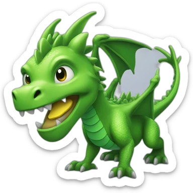 A green dragon who play video games sticker