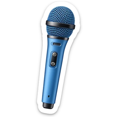 A blue microphone with no details or buttons. Minimalist design, focusing on the simple, clean shape of the microphoneils sticker