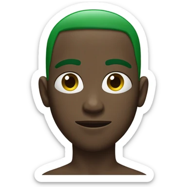 black guy with no shirt with his palm on his face and short green hair sticker