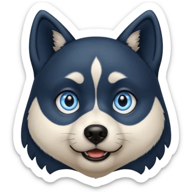 Dark black Husky with blue eyes with a very confused look on his face sticker