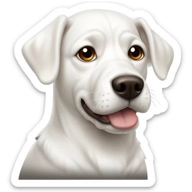 White dog with brown spot on eye, add black to left ear sticker
