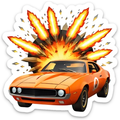 Photorealistic Icon for Action Movies: Dynamic collage of iconic action movie scenes featuring explosions, fast cars, combat, and weapons. Include silhouettes of famous action heroes, dramatic lighting, and a sense of high-octane energy. Transparent background. sticker
