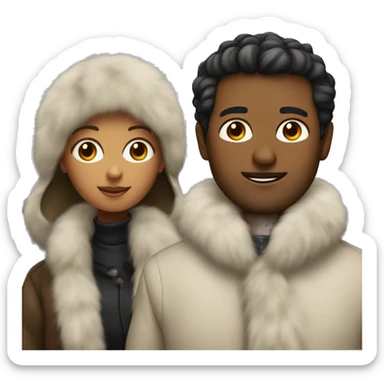couple in fur coat sticker