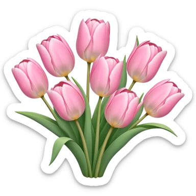 pastel pink tulip flower bouquet sticker