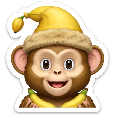 monkey with banana hat sticker