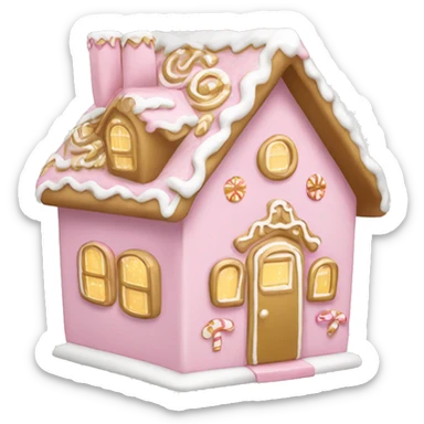 light pink and gold and white gingerbread house sticker